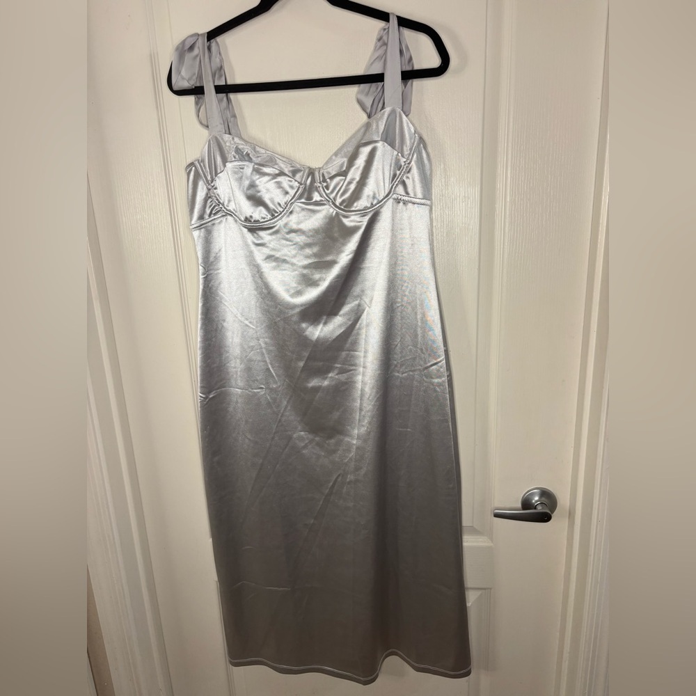 Free People Shimmering Silver Midi Dress
